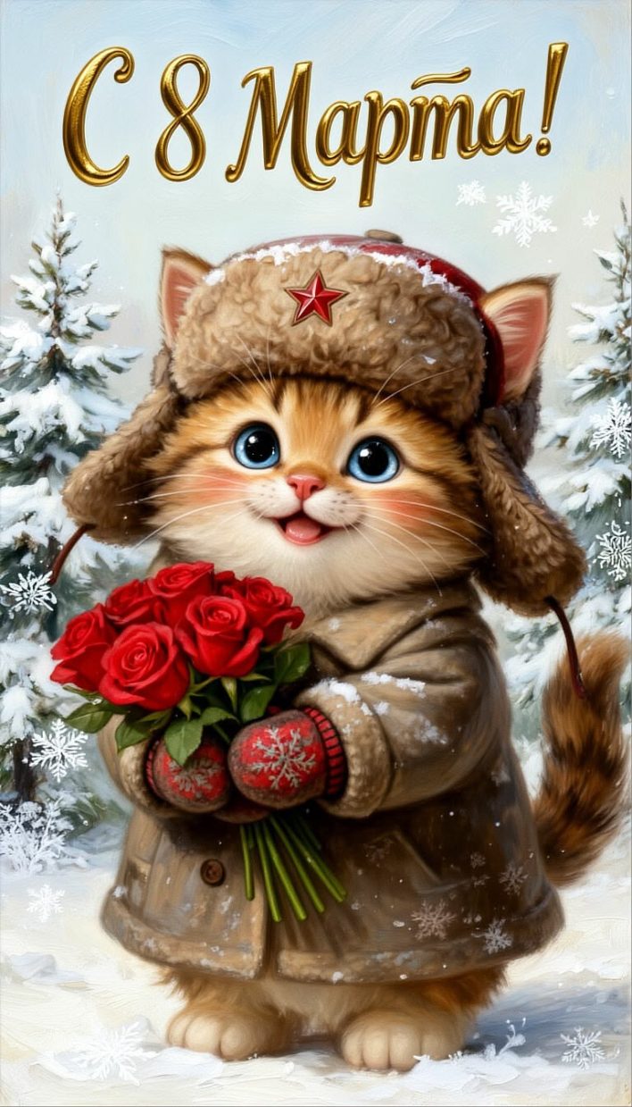 Картинка с котом на 8 марта